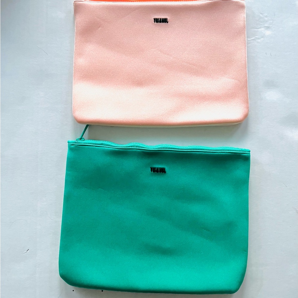 Triangl set of 2 zipper bags green coral